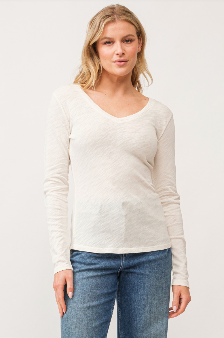 Alina V Neck in Antique White