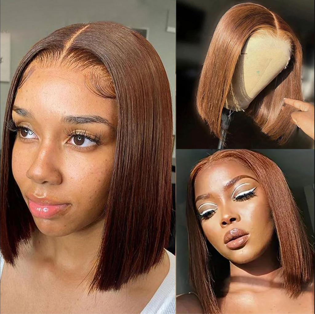 #4 Chocolate Brown Bob Wig | Glueless | Ready To Wear | Brazilian Hair | Human Hair | Straight | Invisible | Closure Wigs For Women