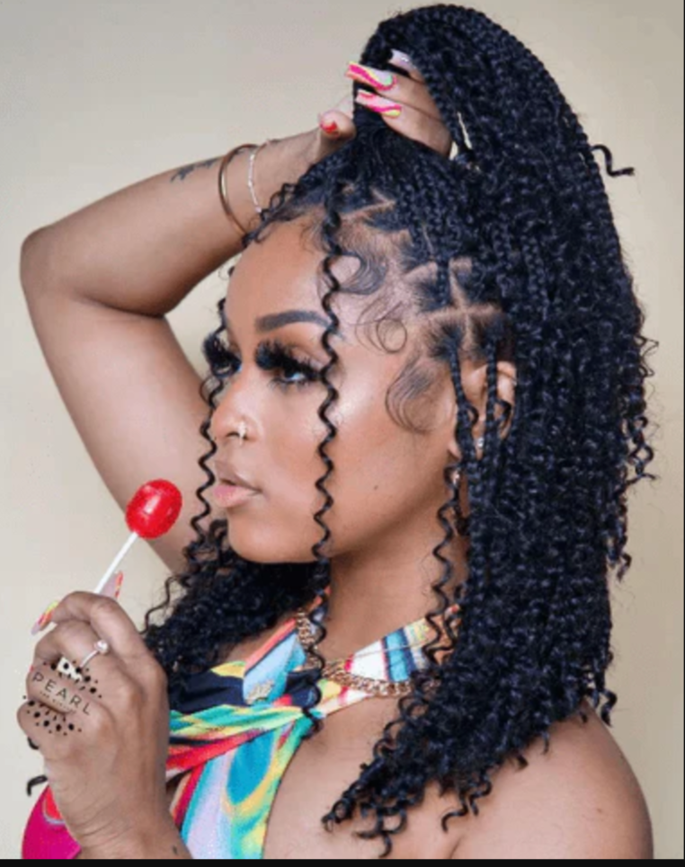 12" Boho Braided Bob Wig | 360 Lace Braided Wig | Knotless Braids | Curly Goddess Box Braid Wig