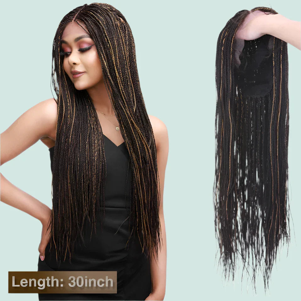 30" Senegalese Twist Braided Lace Front Wig | Knotless Braids | Synthetic Hair for Black Women