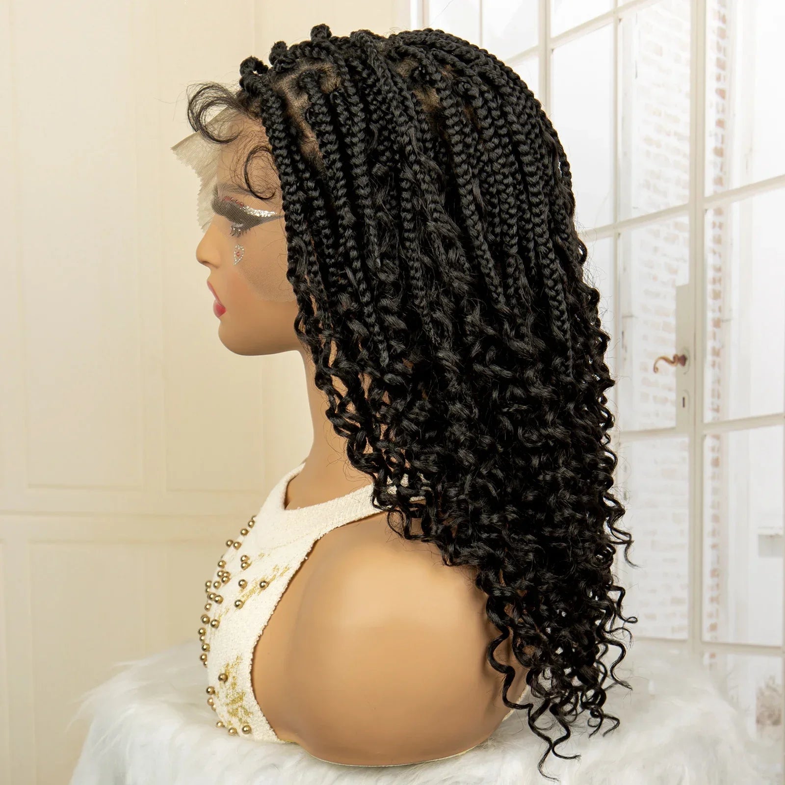 14" Burgundy Box Braids Wig | Full Lace | Kanekalon Fiber | Boho Braids | For Women