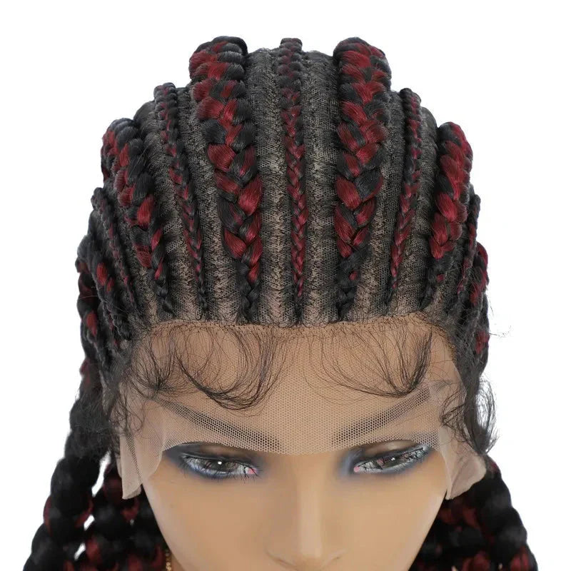 36" Jumbo Dutch Twins Cornrows Wig | Full Lace Front | Synthetic Braids | Black Women