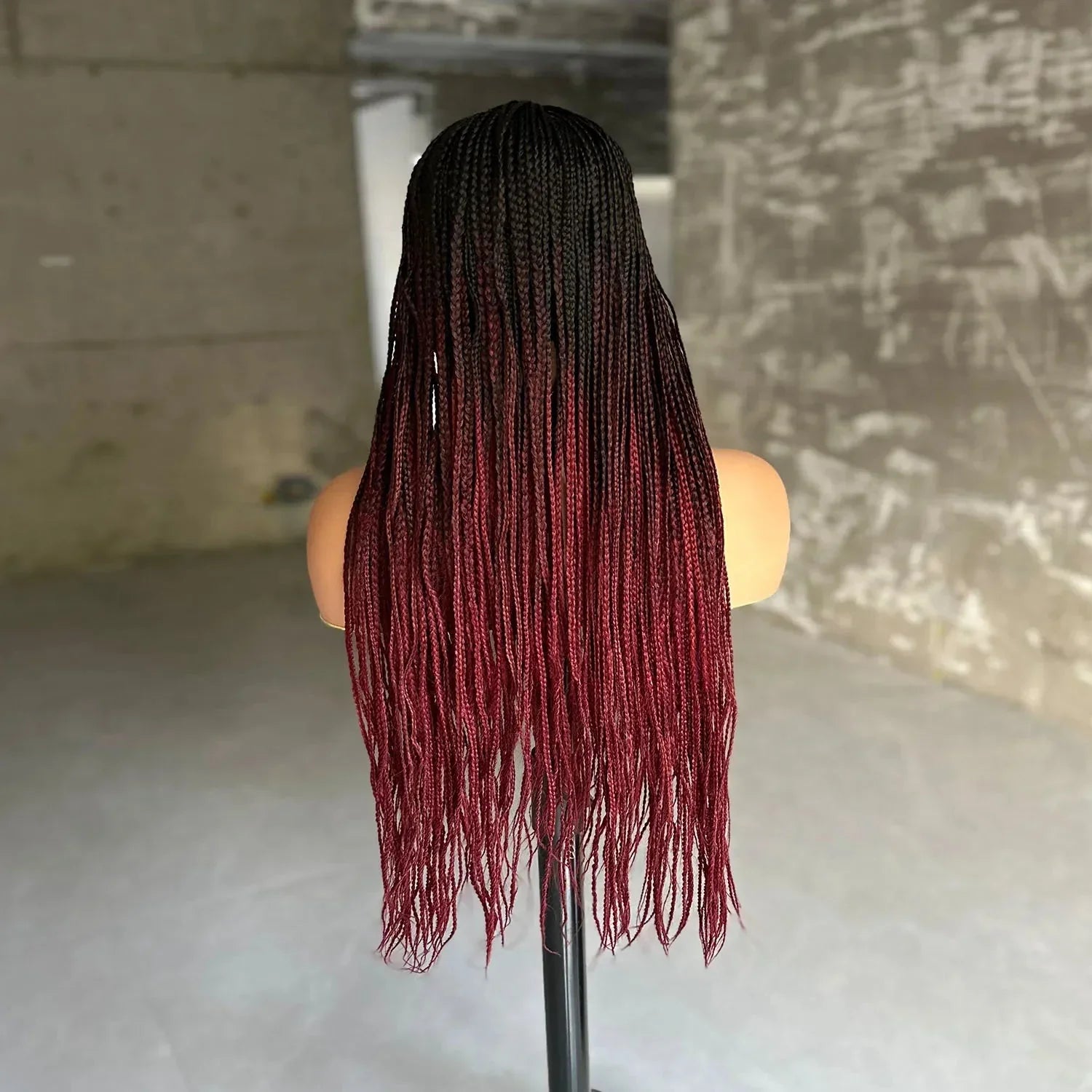 26" Ombre Box Braided Wig | Long Straight Braids | Twist Accents | Synthetic Wig | Cosplay & Daily Wear