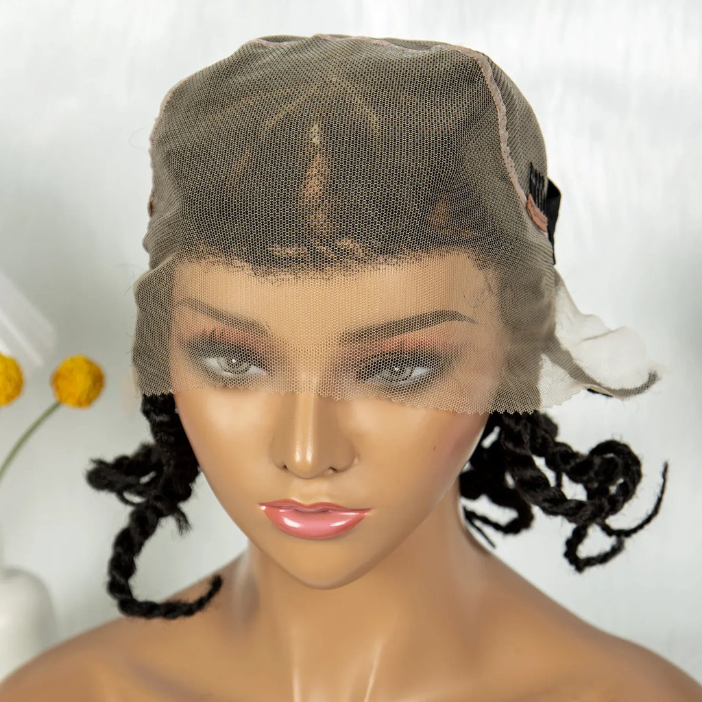 12" Short Box Braided Full Lace Wig | Crochet Braids | Baby Hair | Synthetic Braiding Wig