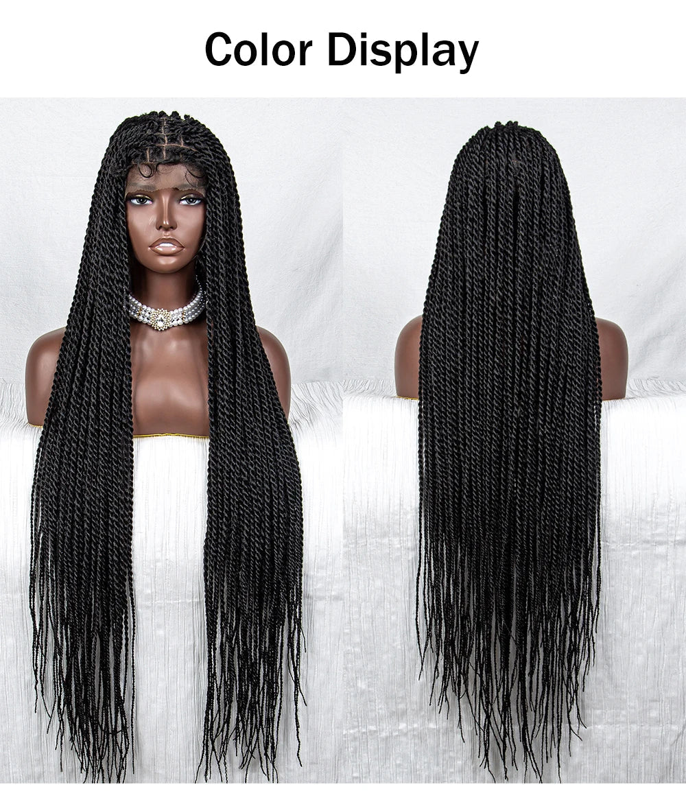40" Long Straight Braided Wig | Full Lace | Baby Hair | Colored Braids