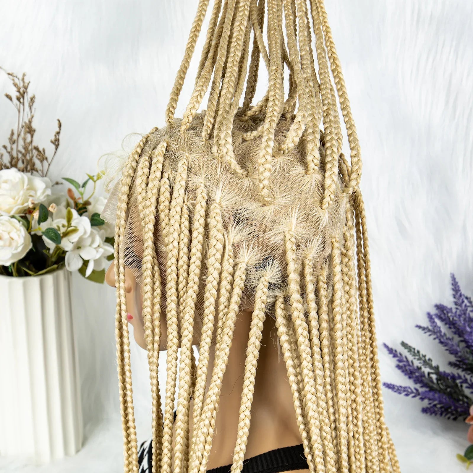 613 Blonde Box Cornrow Braided Wig | HD Full Lace Knotless Braids Wig | Synthetic Braiding Wig for Black Women