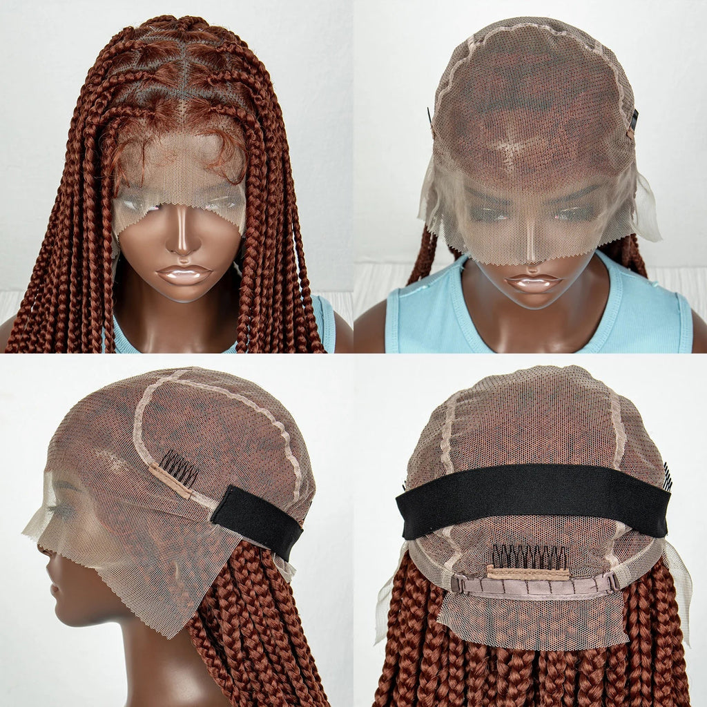 #350 Knotless Box Braids Wig | Dark Ombre | Lace Frontal | Short Straight Braids | Black Women
