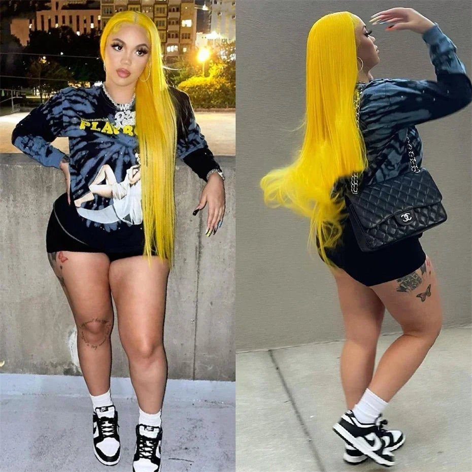 200% Density Light Yellow Straight 613 HD Transparent Lace Front Wig | 13x6 & 13x4 Lace Frontal Human Hair Wig for Women