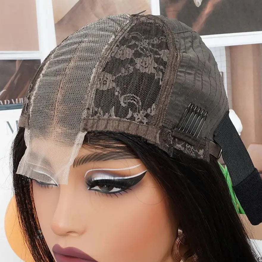 2x6 Kim K Deep Middle Part Straight Wig | Glueless Transparent Lace Closure 100% Human Hair