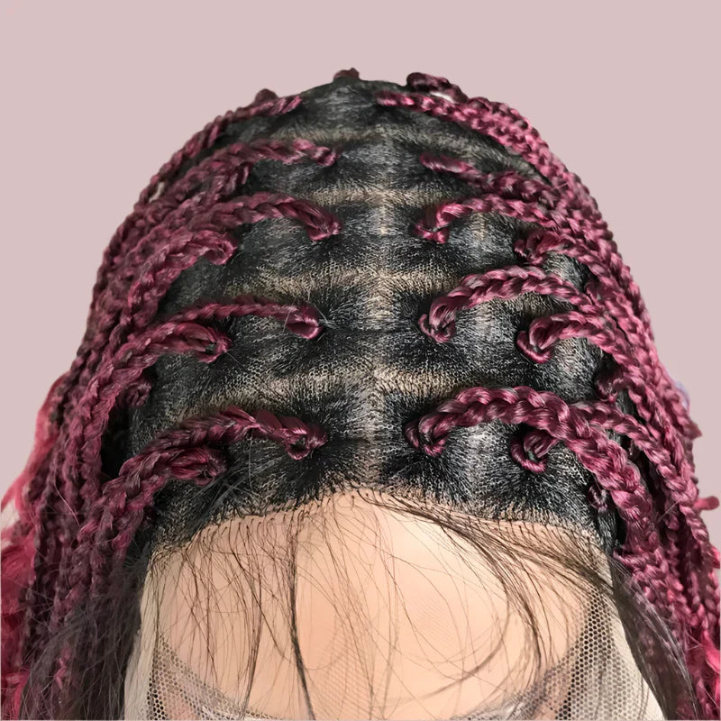 22" Curly End Box Braided Full Lace Front Wig | Goddess Locs | Bohemian Braids | Synthetic Wig