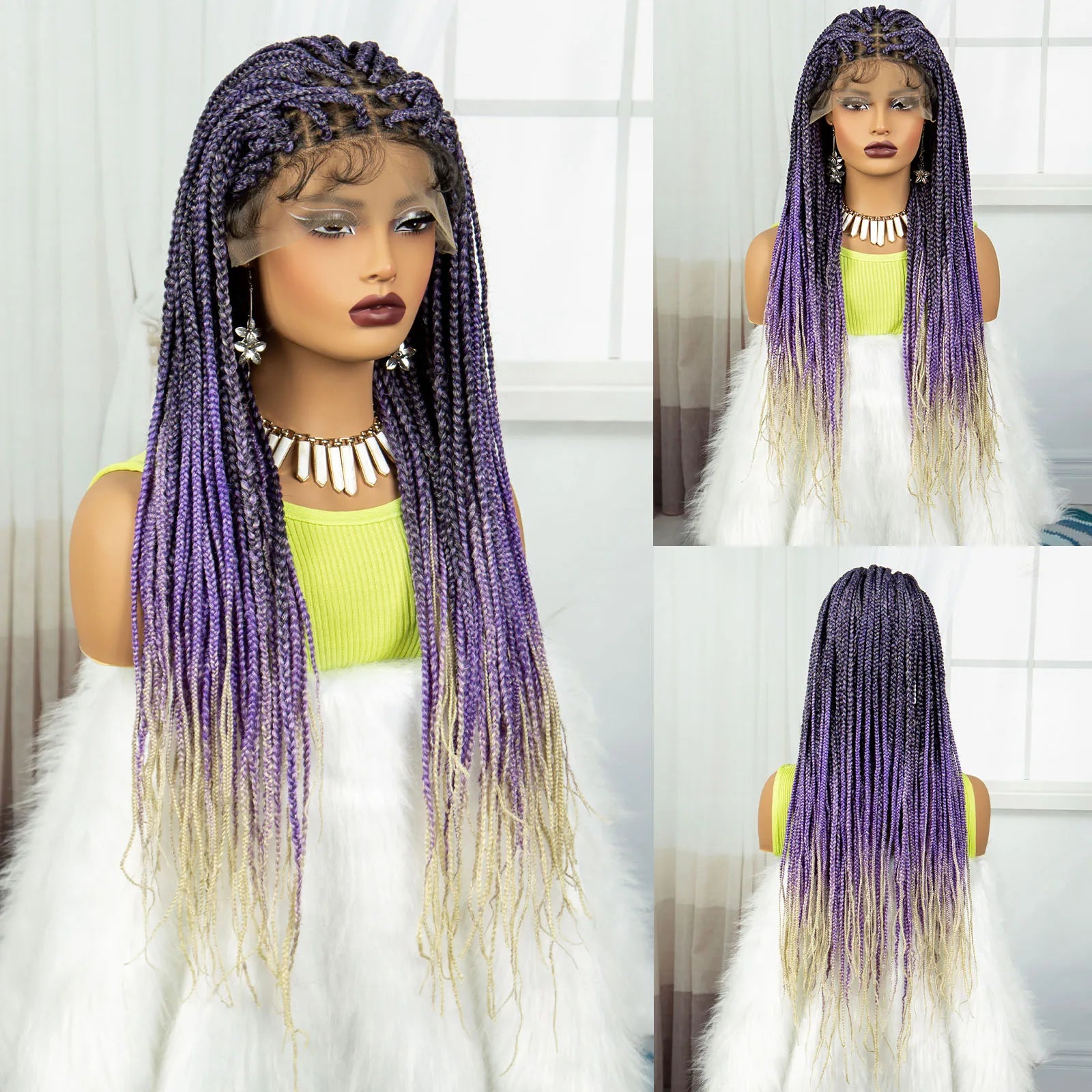 36" Ombre Knotless Braids Wig | 1B/27 | 9x6 Lace Front | Baby Hair