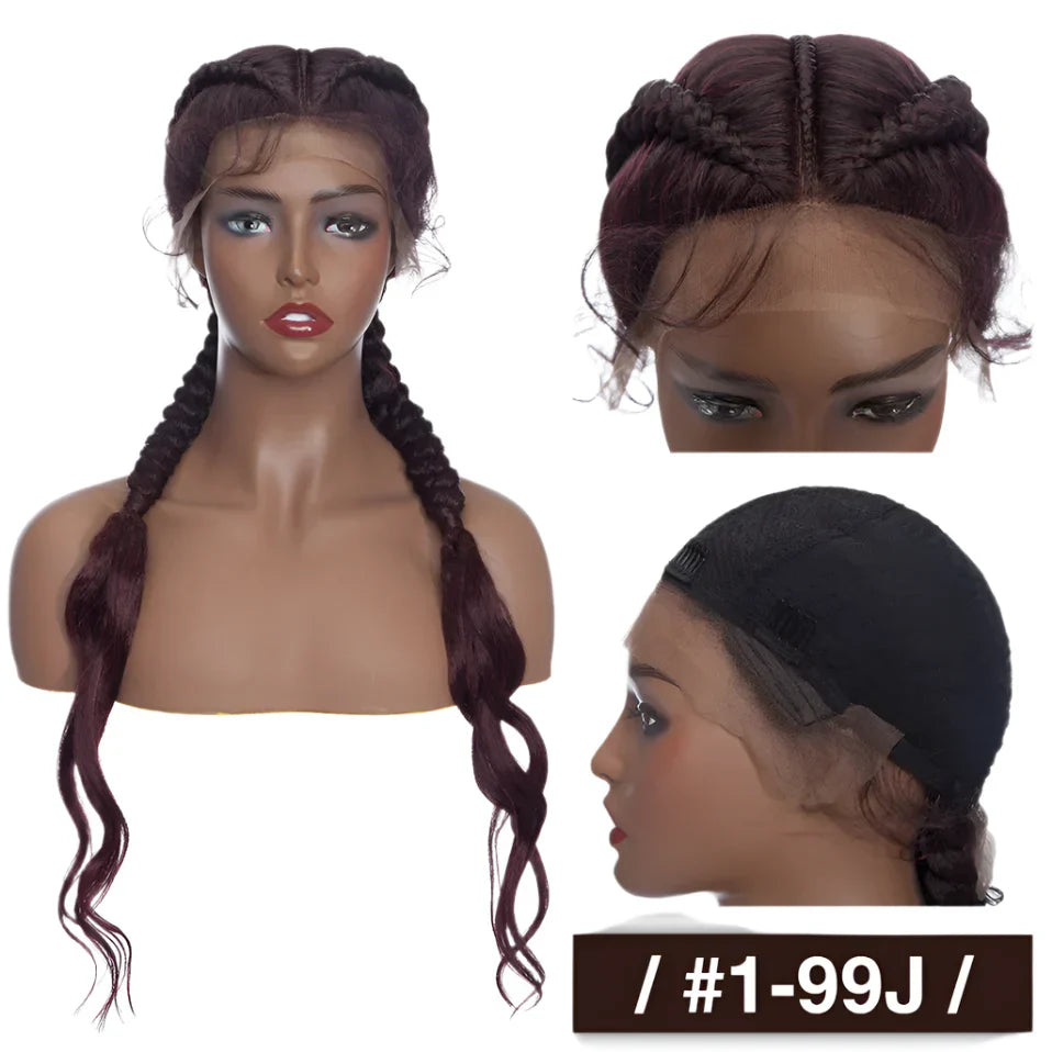 26" Dutch Braids Lace Front Wig | My-Lady Cornrow Afro Wig | Synthetic African Braided Wig | Wavy Texture