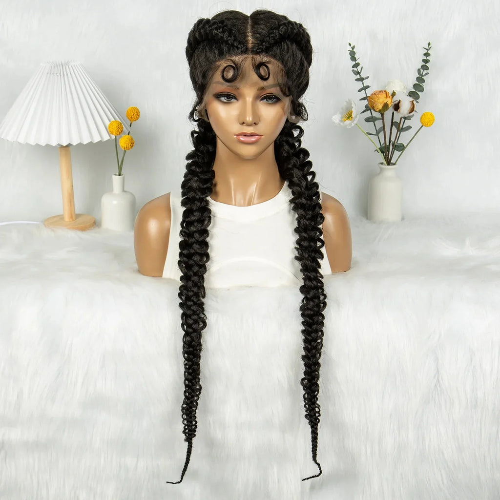 36" Twisted Braids Lace Front Wig | 13x1 | Senegalese Twist | Baby Hair | Handmade Synthetic Braids