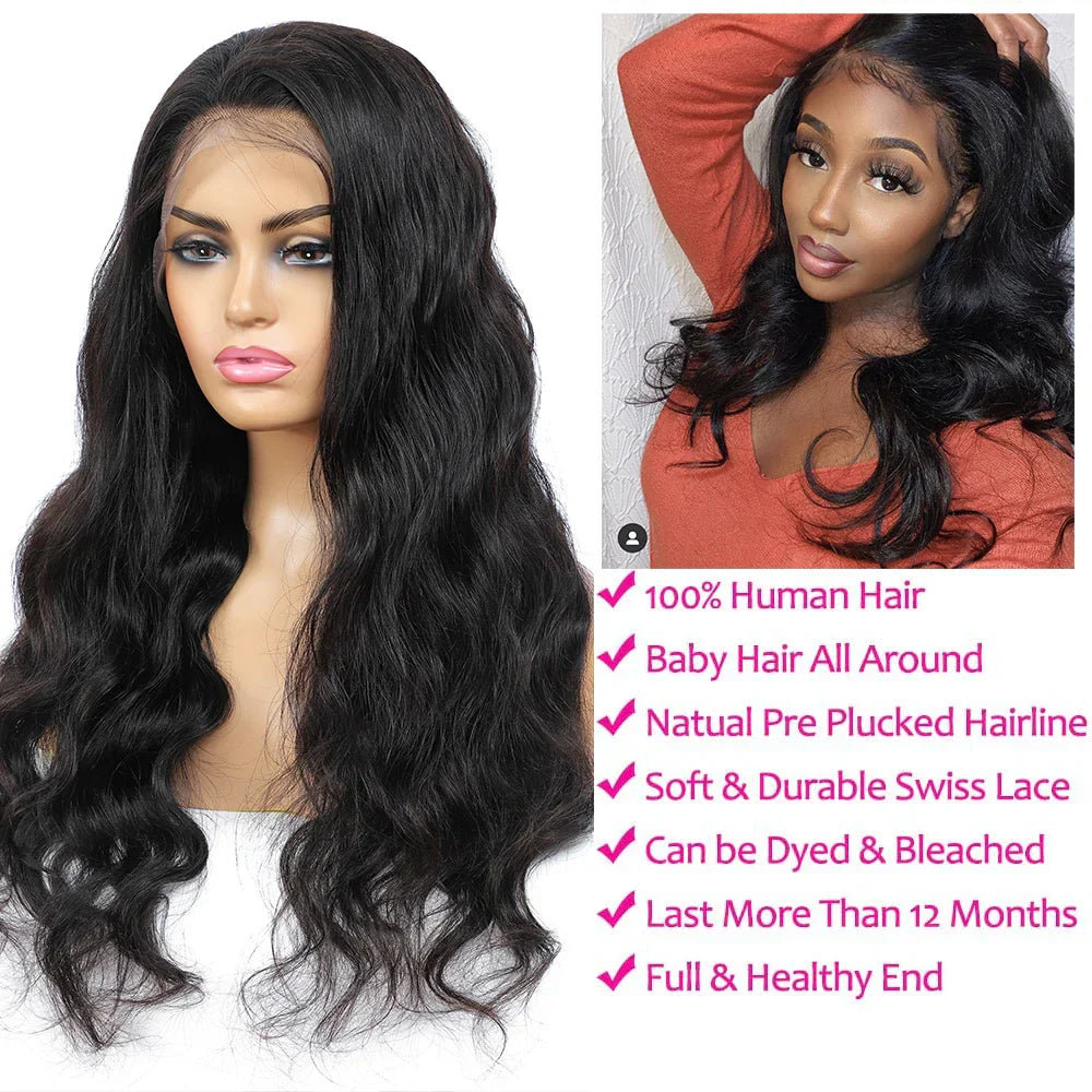 200% Density 13x4 Body Wave HD Transparent Lace Front Wig | Glueless Pre-Plucked Human Hair