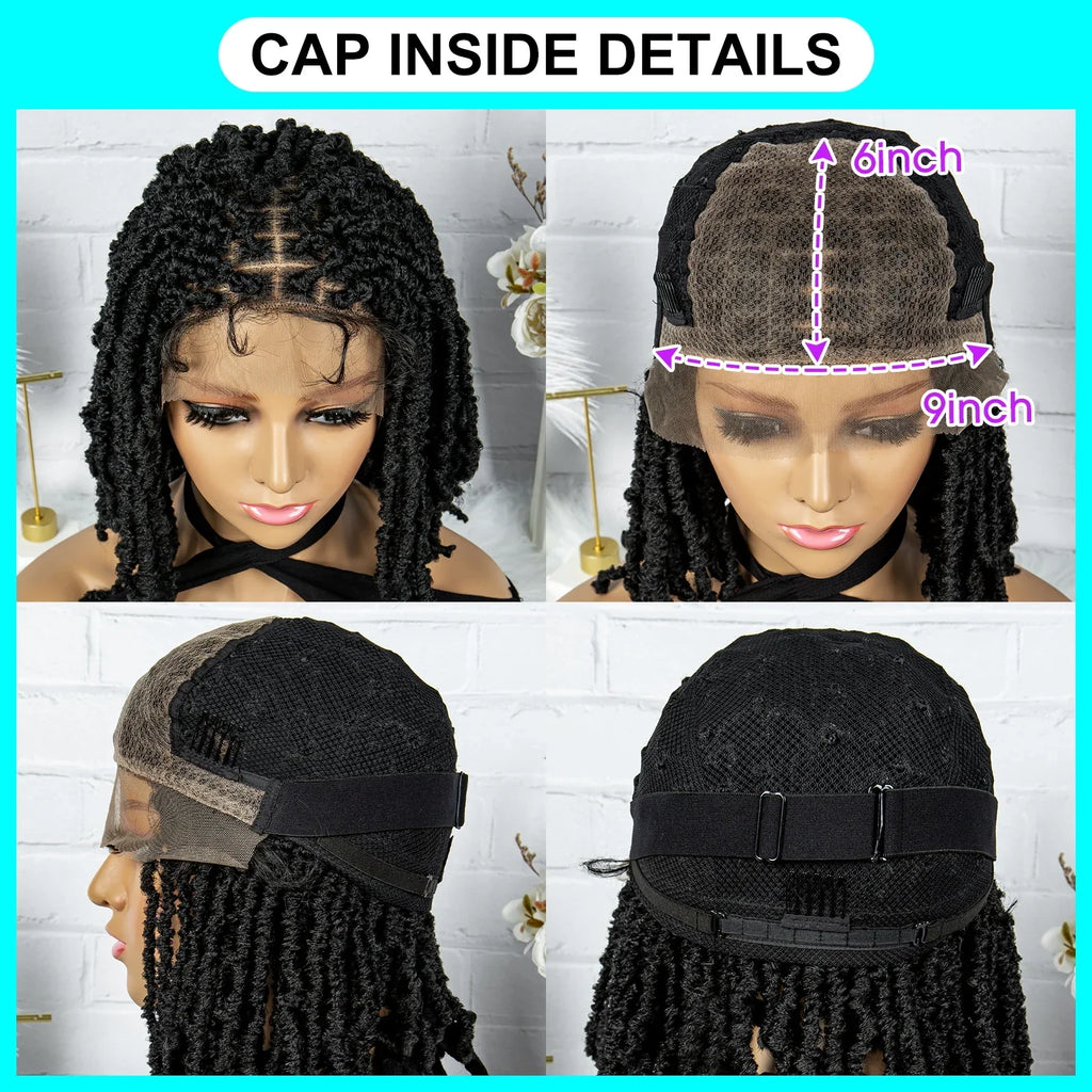 14" Knotless Butterfly Locs Lace Front Wig | Synthetic Dreadlock Braids | Black Women