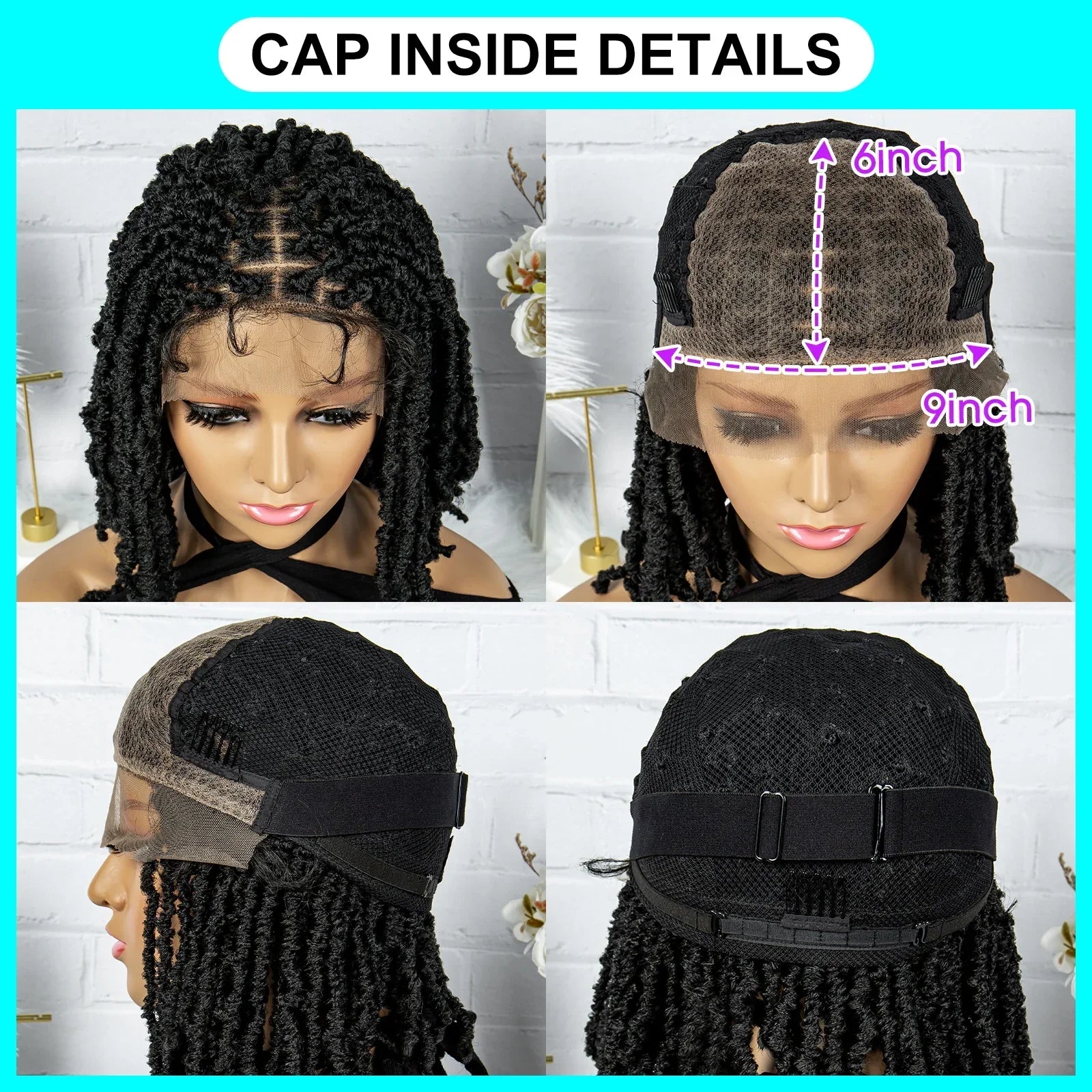 14" Knotless Butterfly Locs Lace Front Wig | Synthetic Dreadlock Braids | Black Women
