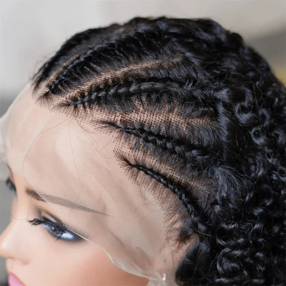 16" Human Hair Bob Braid Wig | Afro Kinky Curly | 250% Density | Remy Hair | Lace Front