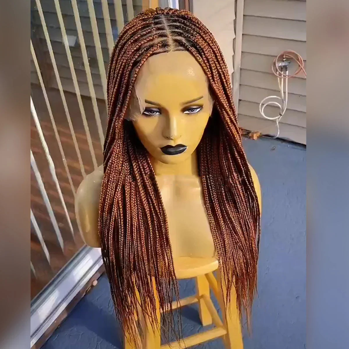 28" Platinum Grey Box Braided Wig | Full Lace | Kanekalon Synthetic Hair | Choose Lace Color