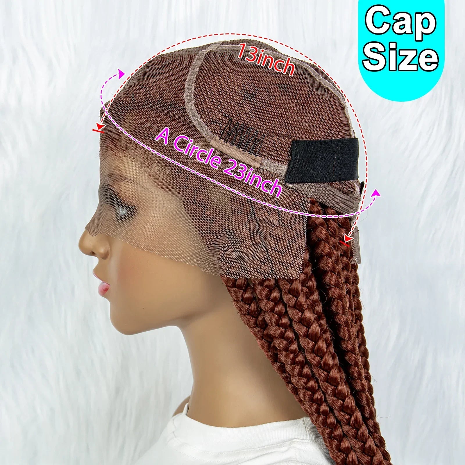 36" Ginger Cornrow & Jumbo Box Braids Wig | Full Lace | #350 Color | Knotless | KIMA Wigs