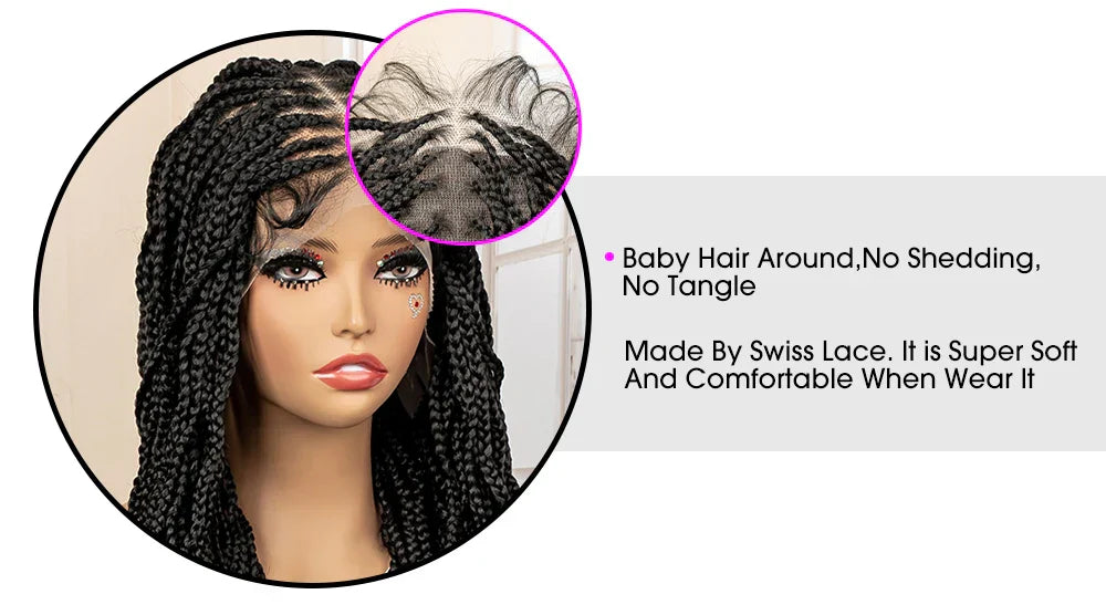 36" HD Full Lace Box Braided Wig | Ginger Color #350 | Lace Frontal Braids | Baby Hair | Synthetic Hair Wig