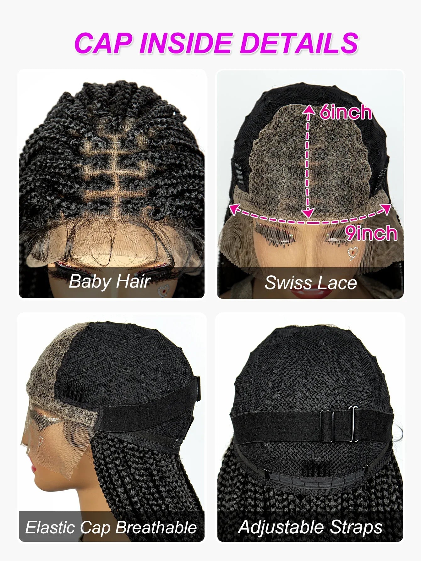 36" Deep Wave Dreadlocks Braided Wig | Lace Front | Baby Hair | Natural Look