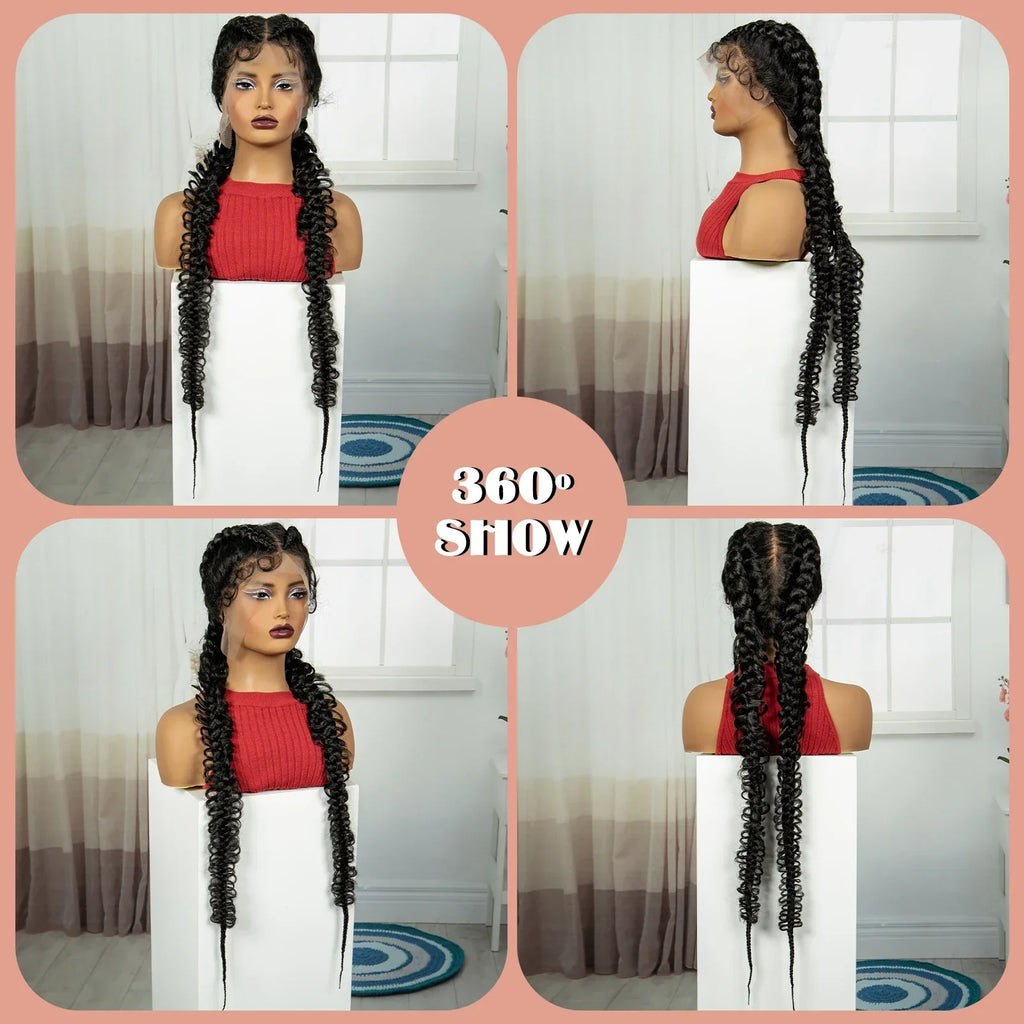 38" Knotless Twist Cornrow Braids Wig | Full Lace | Baby Hair