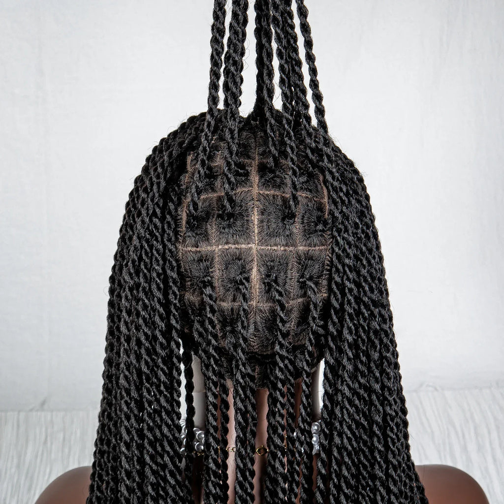 40" Long Straight Braided Wig | Full Lace | Baby Hair | Colored Braids