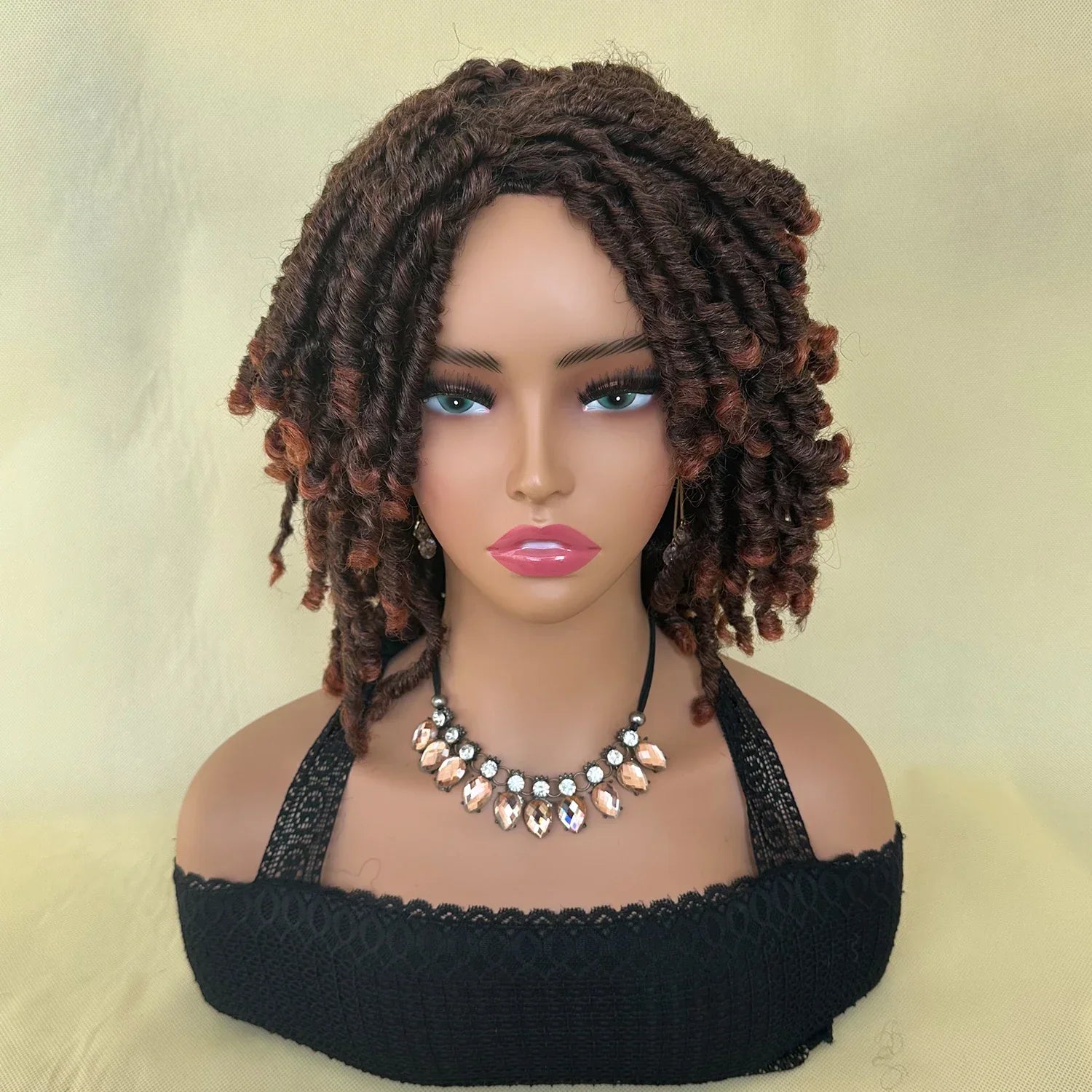 Afro Bob Faux Locs Wig | Crochet Twist Braids | Short Dreadlocks Wig | Synthetic Braided Wig
