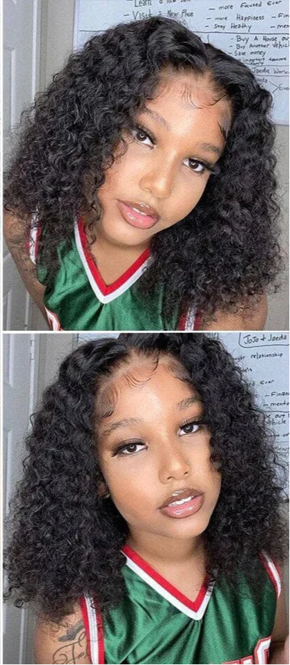 180% Density Deep Wave Bob Wig | Transparent Lace Front Human Hair