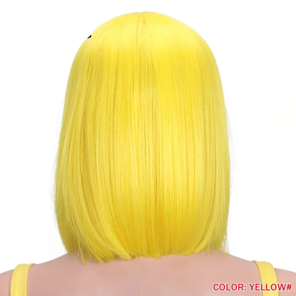 10 Inch Ombre Brown Straight Short Bob Wig | Synthetic Lace Front Wigs for Women (Heat Resistant Fiber, Cosplay & Daily Use)