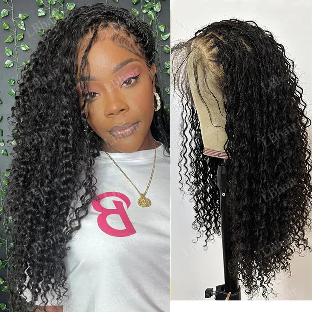 26" HD Full Lace Boho Box Braids Wig | Human Hair | 300% Density | Knotless | Curly Ends