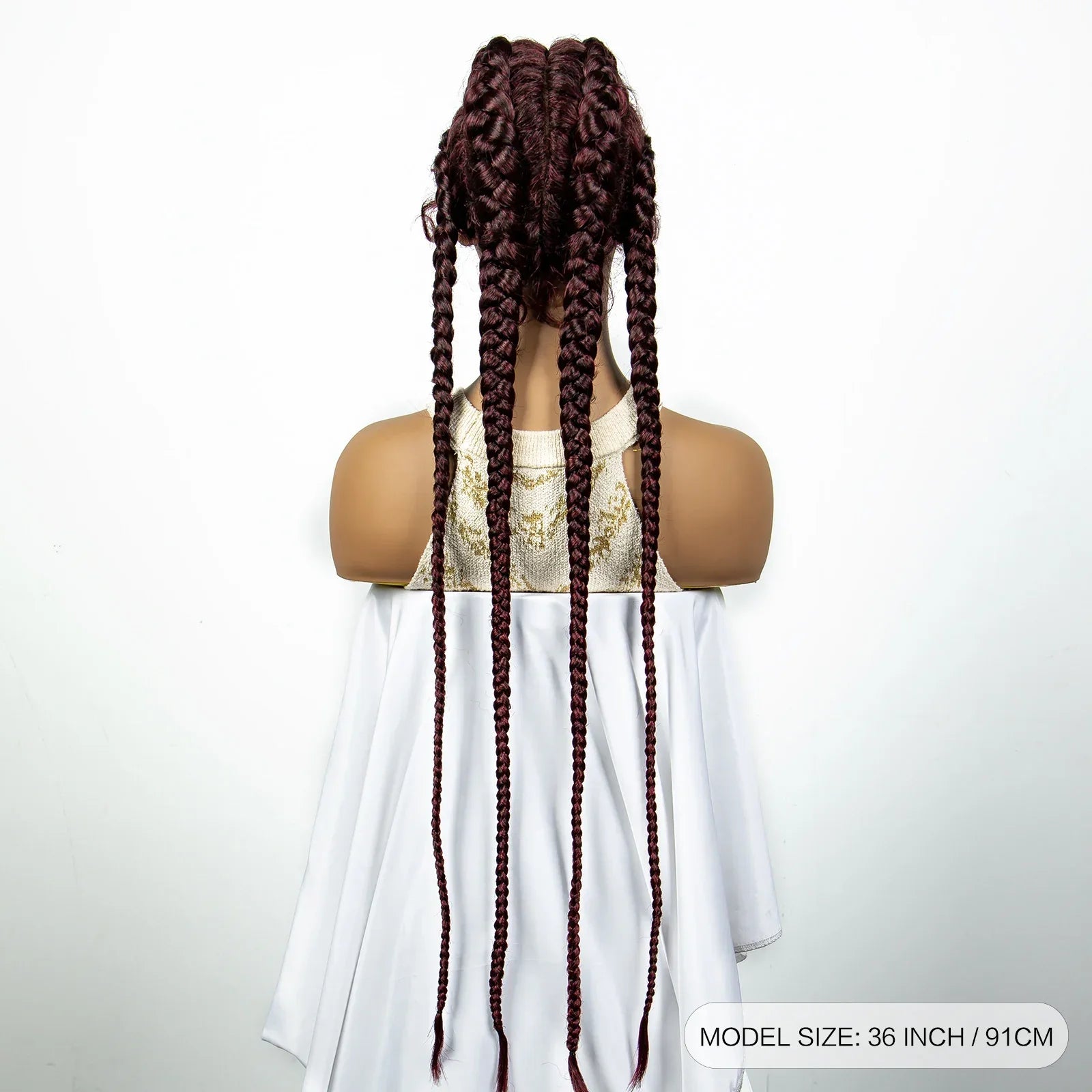 36" 27/613 Blonde Cornrow Braided Wig | Lace Frontal Box Braids | Synthetic Wig with Baby Hair for Black Women