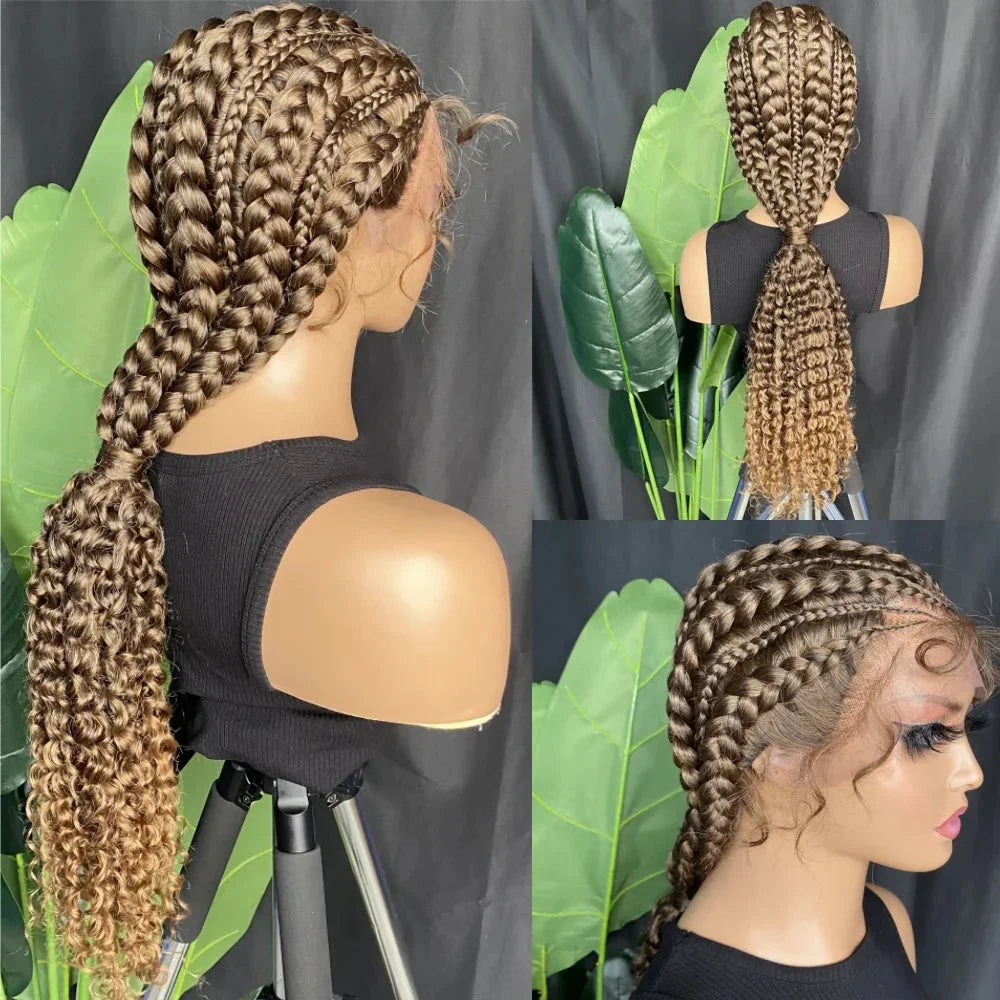28" Double Dutch Cornrow Braids Wig | Lace Front | Twist Accents | Baby Hair | Kanekalon