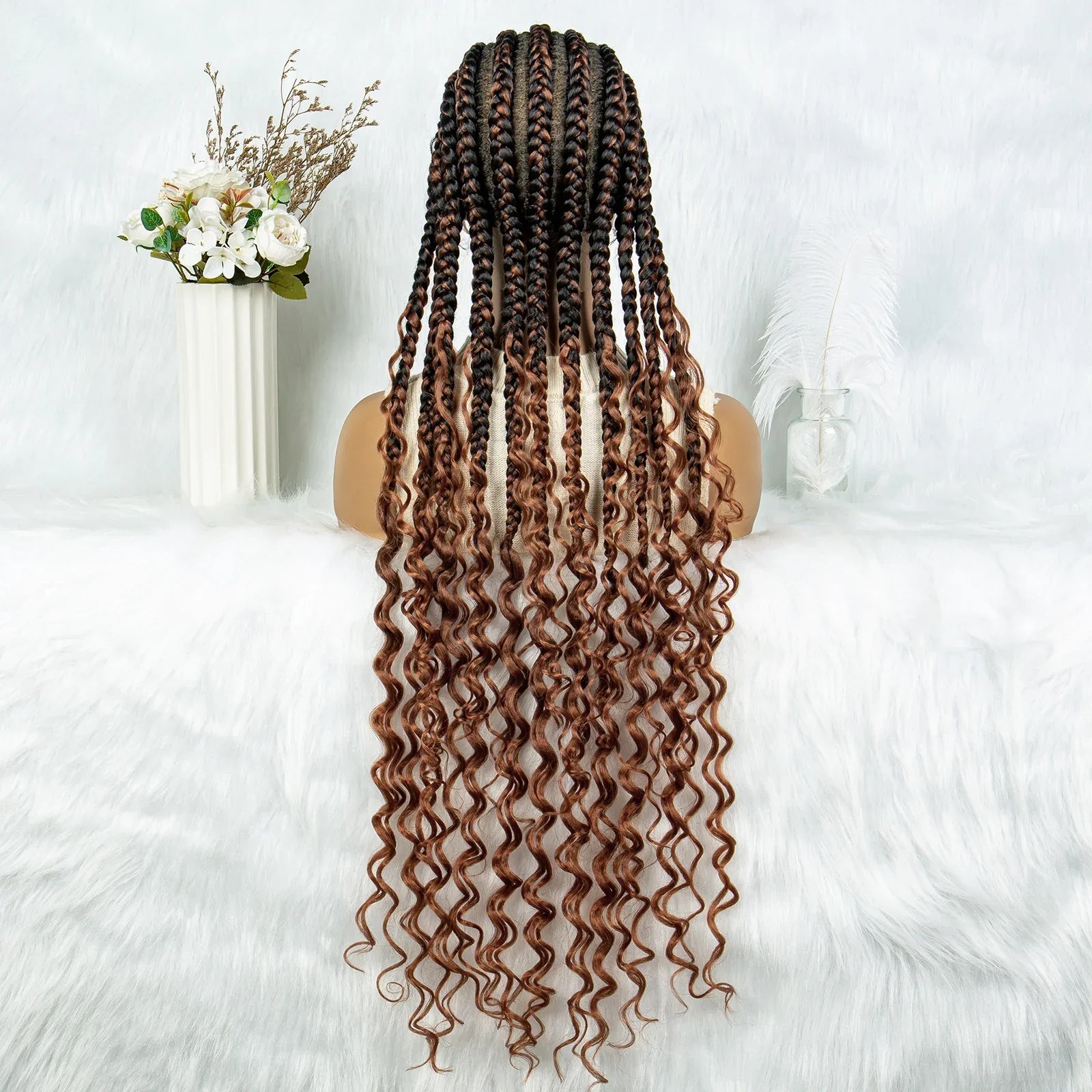 2024 KIMA Cornrow Water Wavy Braided Full Lace Wig with Baby Hair | Synthetic African Braid Lace Front Wig