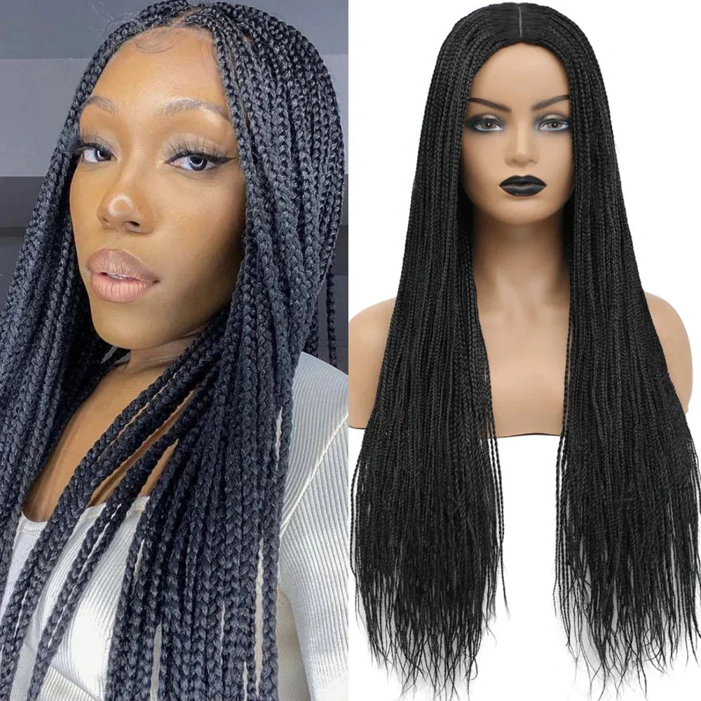 26" Ombre Box Braids Wig | Knotless | Crochet | 1B, 27, 30, Gray | Handmade