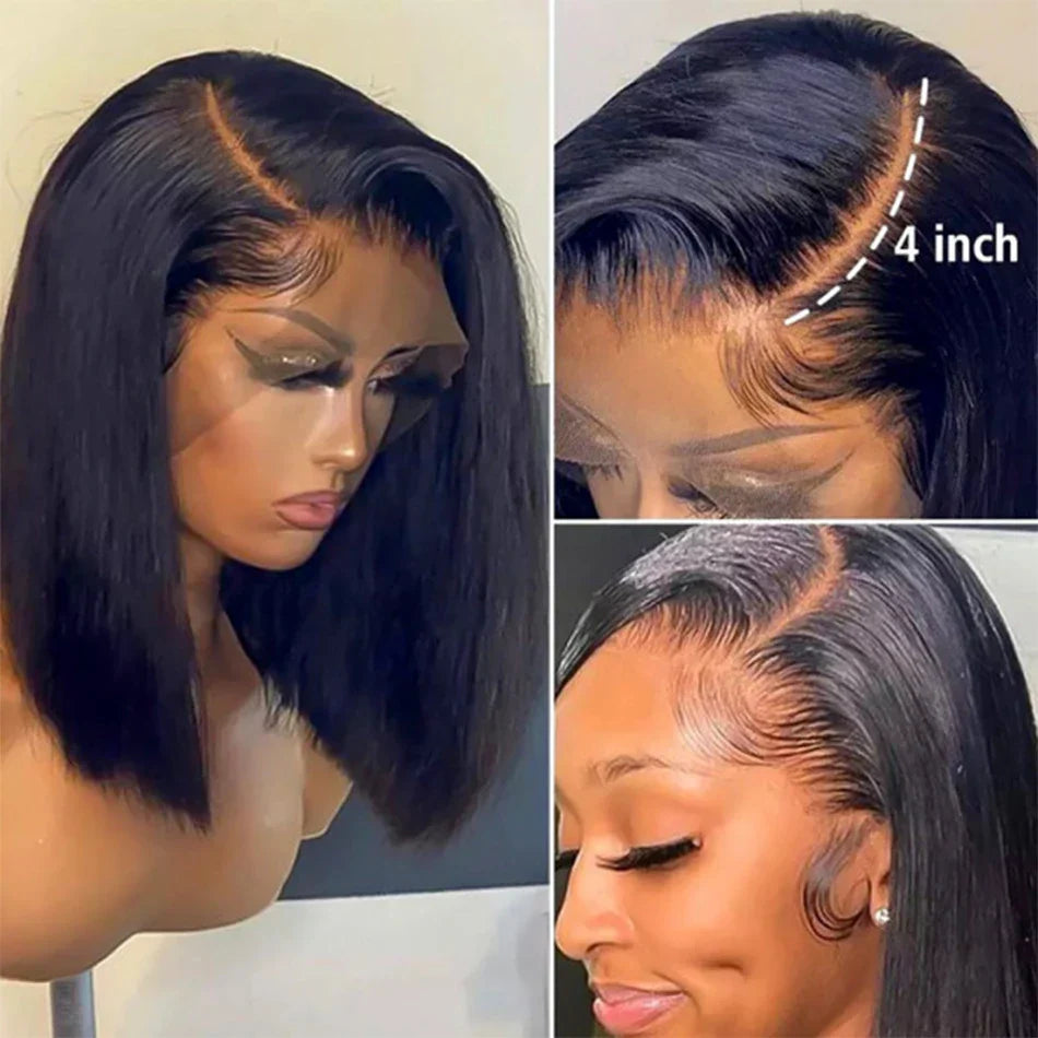 180% Density 13x4 Bone Straight Bob Wig | Brazilian Remy Hair | Transparent Lace Frontal Wig