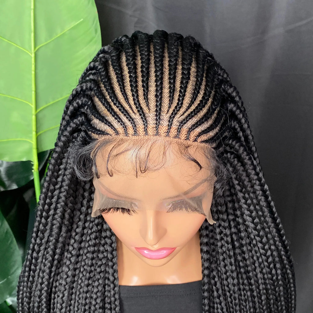 34" Knotless Box Braided Wig | Synthetic Lace Braided Wig | Long Braids | Baby Hair | Black Women