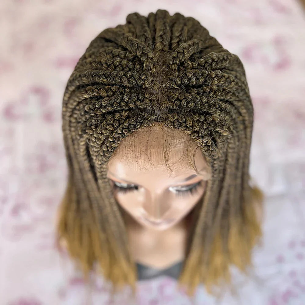 20-30 Inch Ombre Box Braids Wig | Lace Front | Short Braided Wigs for Black Women | High-Temperature Fiber