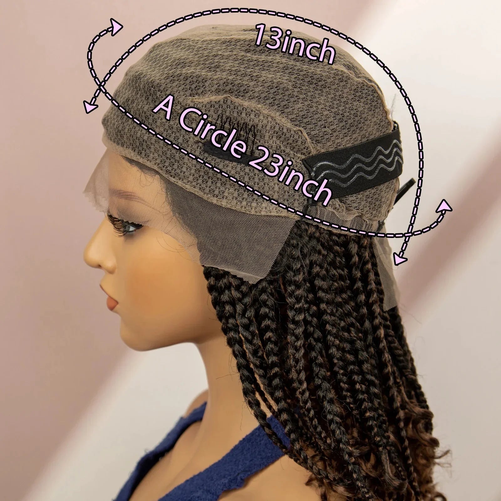 16" Short Brown Box Braided Full Lace Wig | Curly Ends | African Braids | Black Women