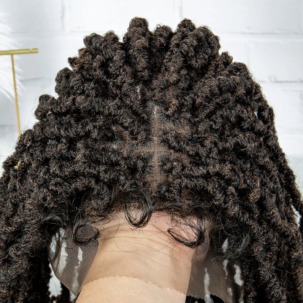 14" Knotless Butterfly Locs Lace Front Wig | Synthetic Dreadlock Braids | Black Women