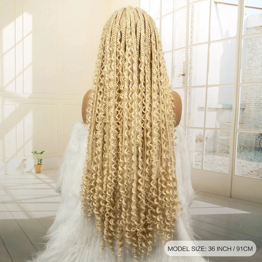 613 Blonde Knotless Boho Braids Wig | Full Lace | Baby Hair | Kanekalon Synthetic
