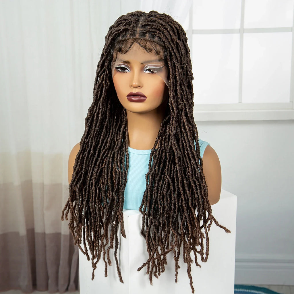 24" Knotless Box Locs Braided Wig | Full Lace Frontal Dreadlock Style