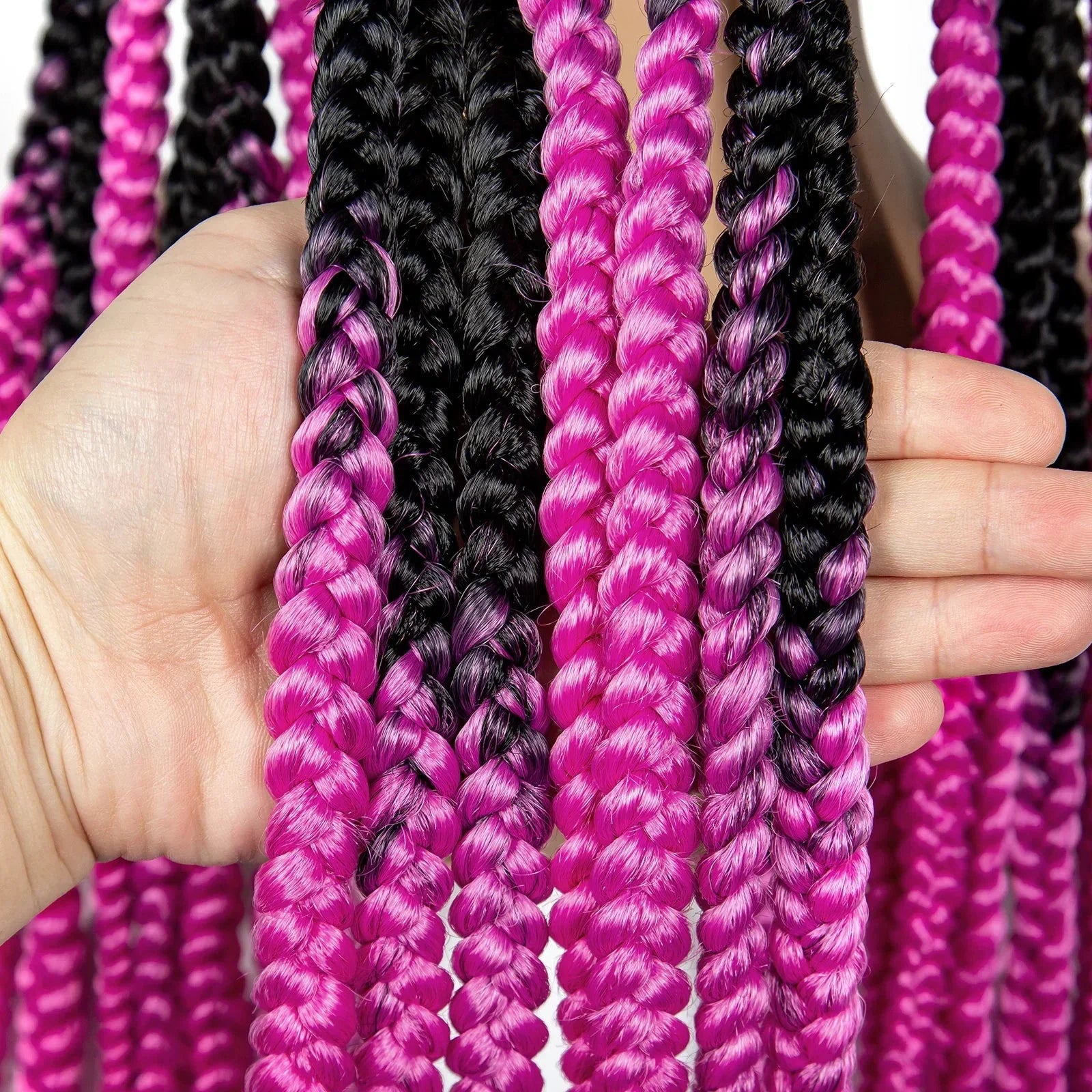 36" Purple Knotless Box Braids Wig | Transparent Full Lace | Baby Hair | Synthetic