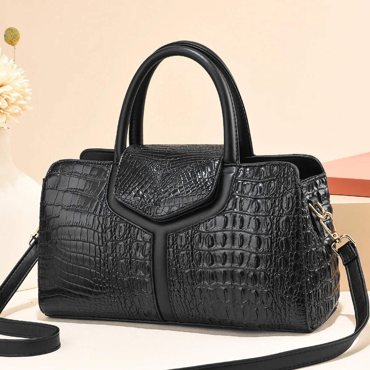 Bag Women New Fashion Crocodile Pattern Handbag | Large Capacity Casual Shoulder Messenger Bag (Purses &amp; Handbags)