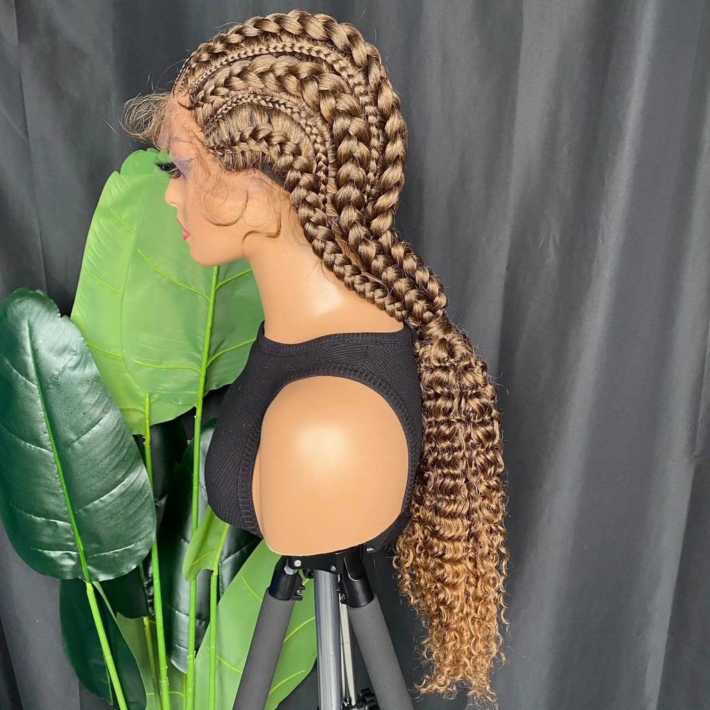 28" Double Dutch Cornrow Braids Wig | Lace Front | Twist Accents | Baby Hair | Kanekalon