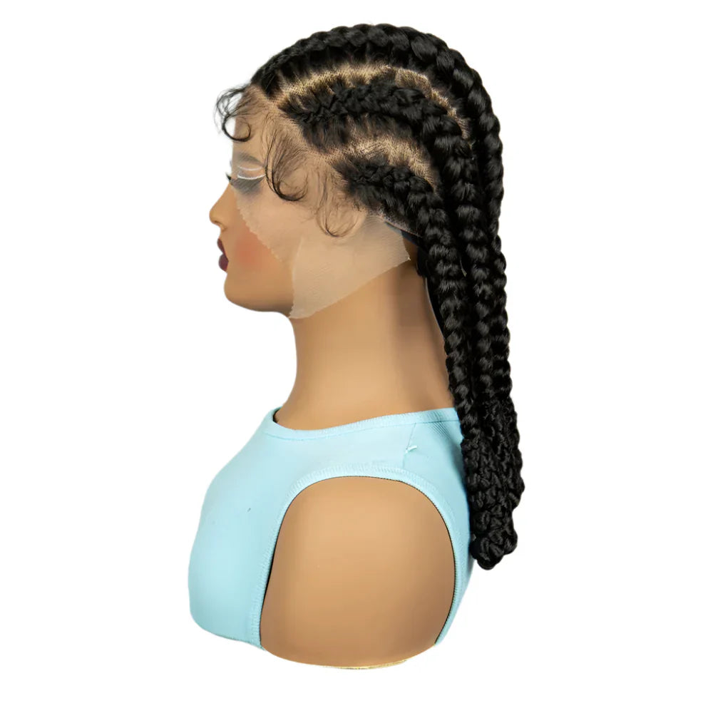16" Natural Cornrow Braids Wig | Transparent Full Lace | Baby Hair