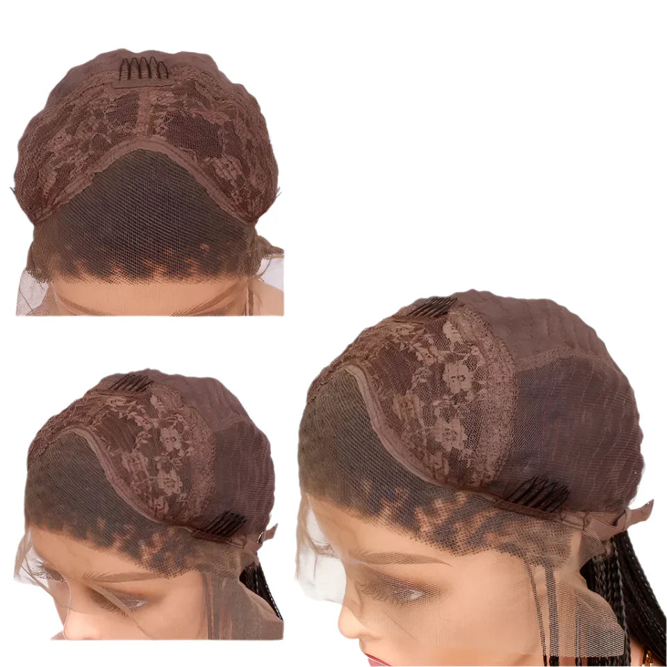 4" Micro Box Braids Cornrow Wig | 13x3 Lace Front | Hand Braided | Synthetic Hair | Black Women