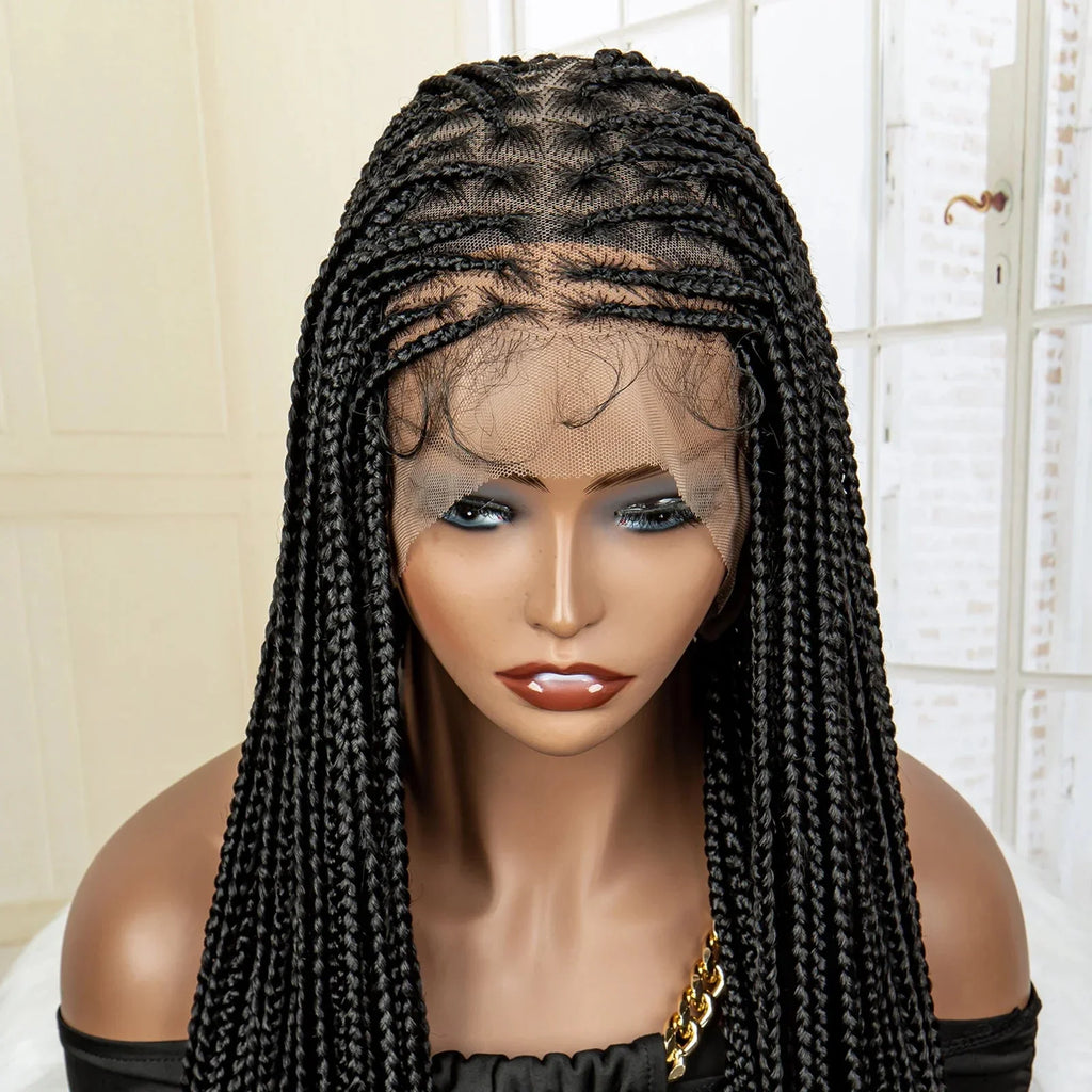 350# Blonde HD Full Lace Braided Wig | Knotless Box Cornrows | Crochet Braids | Synthetic Braids for Black Women