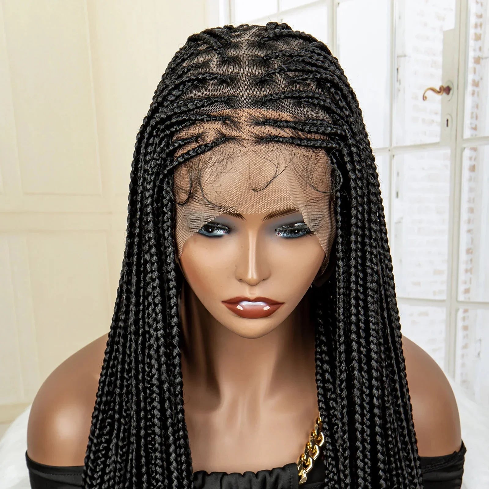350# Blonde HD Full Lace Braided Wig | Knotless Box Cornrows | Crochet Braids | Synthetic Braids for Black Women