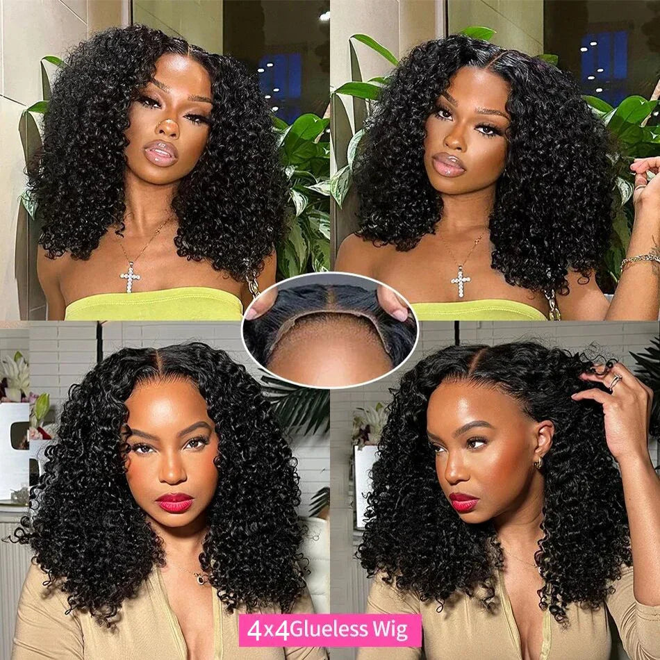 13x4 Deep Wave Bob Wig | Glueless Lace Front | Brazilian Remy Human Hair | Transparent Lace